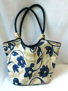 NUEVO Bolso de Playa Sun "N" Sand Beach NUEVO Hombro Algodón Azul Marino Color Arena Mujeres - Imagen 1 de 10