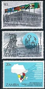 👉 ZAMBIA 1985 SADCC MNH ** MINIERE, BANDIERE, MAPPE - Foto 1 di 1