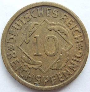Coin German Reich Weimar Republic 10 Reichspfennig 1933 IN A Extremely fine - Picture 1 of 2