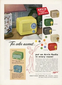 "ARVIN RADIO" Annonce U.S. originale entoilée années 50 27x35cm - Picture 1 of 1