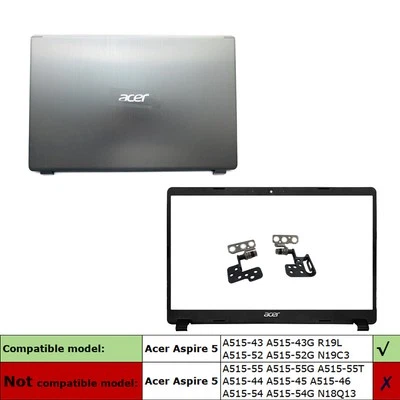 NUEVO Lcd Cubierta Trasera Bisel Frontal Bisagras Para Acer Aspire 5 A515-43 R19L 43G Plateado Foto 1 de 4