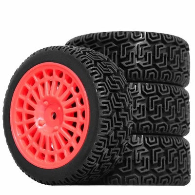 4PCS RC Rally Racing Wheels Tires For TAMIYA XV02/Kyosho W204 1/10 RC Car Parts - Image 1 of 4