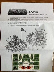 Replacement Roton MOTU Stickers And Sticker Instruction Sheet - Picture 1 of 3