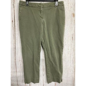 Halogen Cropped Pants Womens Size 14 Green Cotton Rayon Mid Rise Minimalist - Picture 1 of 5
