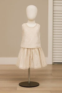 HAPPILY GRAU KINDER GROSSE 10/12 LEINENROCK SET BEIGE - Bild 1 von 13