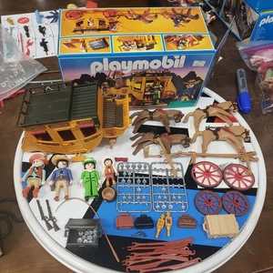 Vintage PLAYMOBIL 3803 OLD WEST DILIGENZA quasi completo con scatola 1994 r - Foto 1 di 12