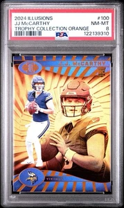 2024 Illusions Trophy Collection Orange J.J. McCarthy #100 Vikings PSA 8 NM-MT - Picture 1 of 2