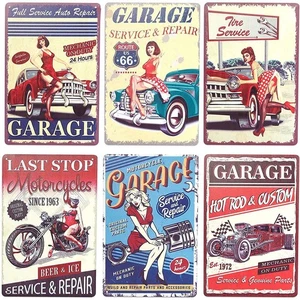 Confezione 6 Insegne Vintage In Metallo - 8 x 11,8 Pollici Multicolore Retrò - Rus... - Foto 1 di 9
