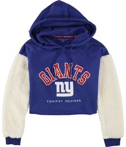Tommy Hilfiger Womens New York Giants Crop Hoodie Sweatshirt, Blue, Small - Picture 1 of 2