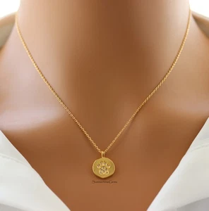 STG 18K vergoldet zierliche Strass Hundepfote Halskette - Haustierliebhaber Charm Schmuck - Bild 1 von 4
