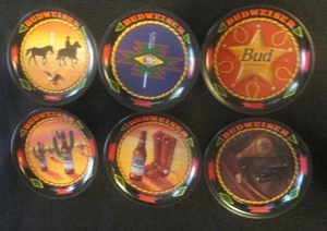 JUEGO DE 6 POSAVASOS METAL LATA BUDWEISER 1996 3,5" DIÁMETRO - Imagen 1 de 2