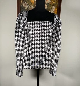 Blusa Top Ashley Stewart Niña Curvilínea Mujer 4X Cuello Cuadrado Multicolor Pata de Gallo - Imagen 1 de 10