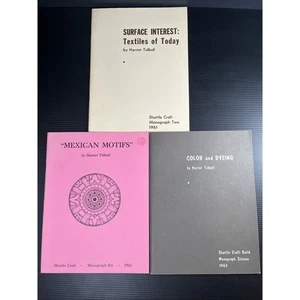 3 Harriet Tidball Books Textiles, Mexican Motif, Dyeing Shuttle Craft 1960’s PB - Imagen 1 de 10