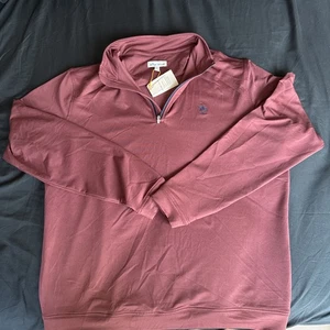 PETER MILLAR 1/4 Zip Mens Performance Pullover Golf Burgundy Long Sleeve Large - Picture 1 of 5