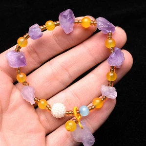 16,1 g natürlicher Traum lila Amethyst Kristall Armreif Armband Handarbeit - Bild 1 von 6