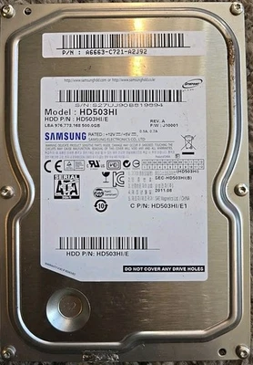 ⭐️⭐️⭐️⭐️⭐️ HDD Hard Drive SATA Desktop 3.5" Samsung HD503HI/E 500GB FW: J10001 - Image 1 of 4