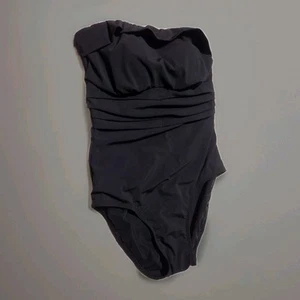 Spanx Love Your Assets One Peice Strapless Swimsuit Ruffle Size Small Black - Picture 1 of 13