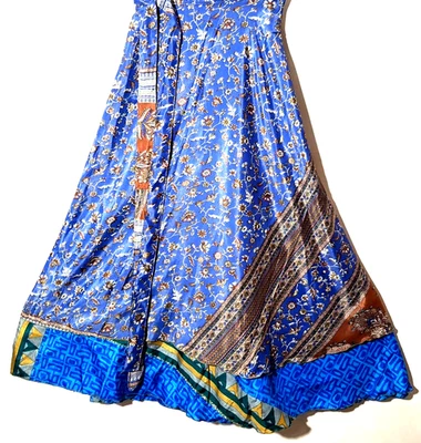 Increíble-arte Vintage Seda Sari Magic Wrap Falda Reversible Doble Capa Falda, Foto 1 de 4