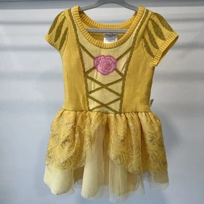 Size 2t 24m tddler girls dress Disney Princess Belle Sweater Tulle Dress Costume - Image 1 of 4