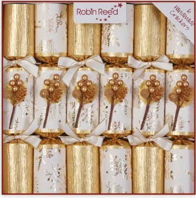 Christmas Carol Gold Large Handmade Luxury Christmas Crackers (6 Pack) - Image 1 of 2