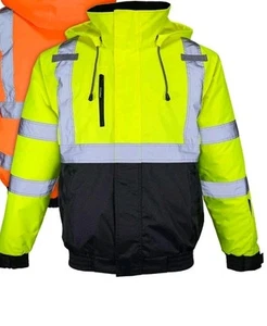 DOME75 DYNAMIC Series DJB3832 HiVis Class 3 Black Bottom Thermal Bomber Jacket - Picture 1 of 4