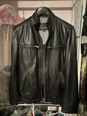 Chaqueta de moto de cuero Stanley de piel de cordero Overland Foto 1 de 4