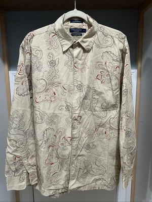 Camisa Daniel Cremieux Para Hombre Manga Larga Con Botones Beige Paisley XL 100% Algodón Foto 1 de 4