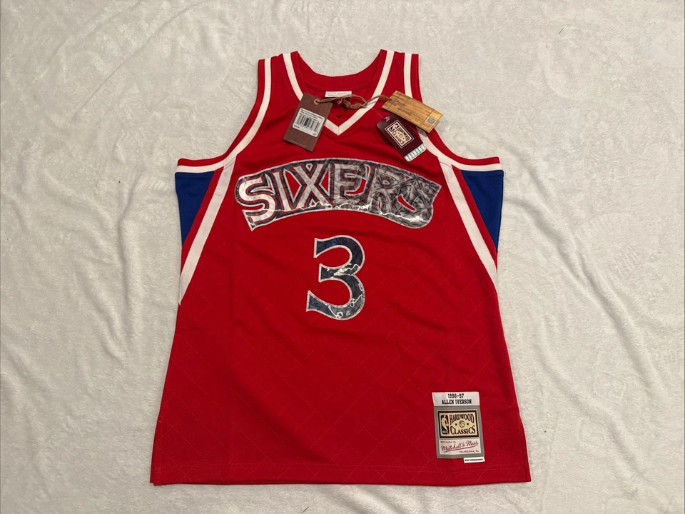 Camiseta deportiva Mitchell & Ness 96-97 para hombre Allen Iverson 75 aniversario diamante grande L Foto 1 de 4