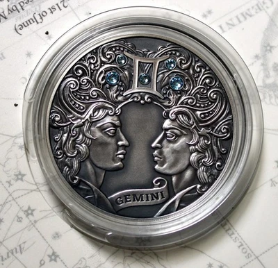 Hermoso banco de monedas de plata 925 de Bielorrusia 20 rublos cápsula hermética Gemini certificado de autenticidad #197 Foto 1 de 4