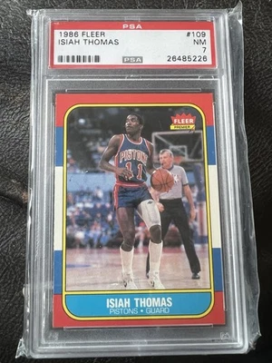 Fleer #109 1986 Isiah Thomas RC Detroit Pistons PSA 7 🔥 Foto 1 de 4
