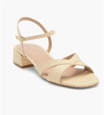 Stuart Weitzman Block Heel Raffia Leather Sandal Size 7 - Image 1 of 4