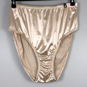 Vintage Plus Size 15 Serenada High Cut Panty Beige Second Skin Satin Glossy NWT - Picture 1 of 9