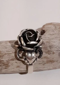 Vintage Sterling Silver 925 Rose Flower Shape Ring Adjustable  - Picture 1 of 5