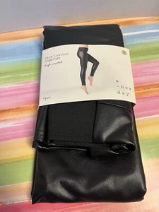 Nuevo Talla Mediana A New Day Imitación Cuero Leggings Cintura Alta Negro - Imagen 1 de 4