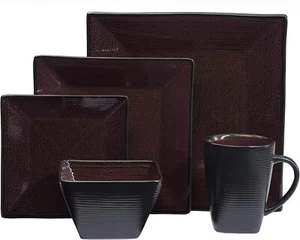 Oneida Stoneware Dinnerware Set Tremiti 20 Piece Reactive Glaze Service 4 Purple - Picture 1 of 4
