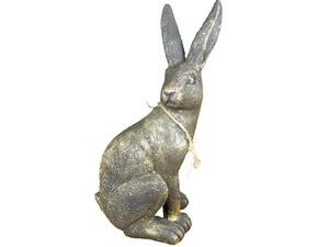 New The Lifestyle Edit Autumn Bronze Coloured Resin Sitting Hare Ornament - Picture 1 of 14