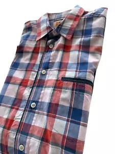 Camisa Hugo Boss Naranja Para Hombre Talla Mediana Manga Larga Azul Naranja Algodón A Cuadros - Imagen 1 de 10