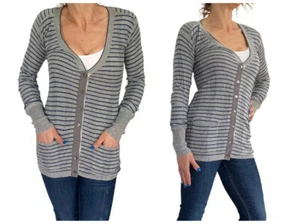 MARC BY MARC JACOBS AURELIE RAYAS PUNTO ACANALADO CUELLO EN V GRIS CÁRDIGAN SUÉTER XS  - Imagen 1 de 8