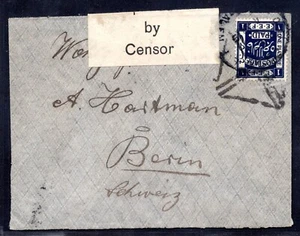 PALESTINA 1919 JERUSALÉN A BERNA SUIZA 1P EEF ATADO CON CANCELACIÓN TRIANGULAR - Imagen 1 de 2