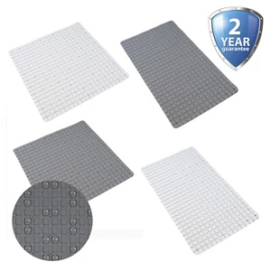 Shower and Bath Mat Anti Non Slip Strong Suction Grip PVC Bathroom White Grey - Picture 1 of 11