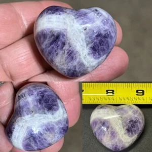 SWEET, 1  3/4 ", CHEVRON AMETHYST" PUFFY"  HEART, BRAZIL - Picture 1 of 9