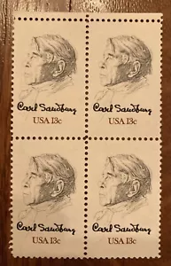 Block of 4 Carl Sandburg U.S. Stamps - Picture 1 of 1