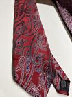 Van Heusen 100% Silk Tie Red Paisley 59”x3.5” Neck Tie