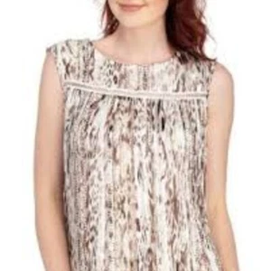 TAHARI Blouse Medium Sleeveless Pleated NWT - Picture 1 of 8