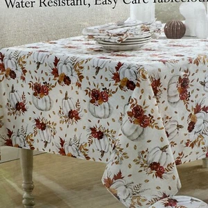 Colordrift Fall Thanksgiving Pumpkin Floral Fall Tablecloth New 60”x120” - Picture 1 of 7