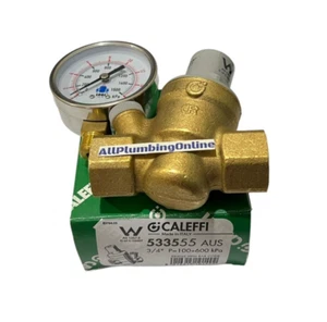 CALEFFI 533555 ¾" 20mm Pressure Reducing Valve 100-600kPa adjustable with Gauge - Picture 1 of 15