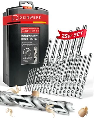 Holzbohrer Set 1-13mm Deutsche Profibox - 25tlg. HSS-G Bohrerset - Bohrer Set... - Bild 1 von 4