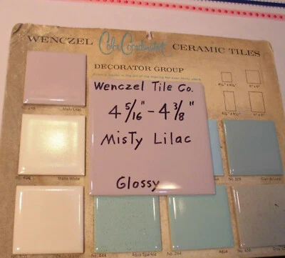 1 peça. *Lilás enevoado* Telha cerâmica brilhante por Wenczel Tile Co. 4-5/16" roxa, nova na caixa - Imagem 1 de 4