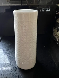 Jarrón de cerámica blanco vintage alemán Heinirsch años 80 decoración del hogar - Imagen 1 de 4