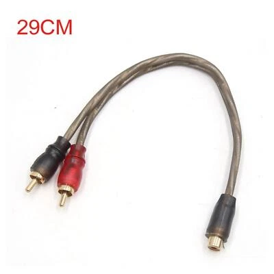 29cm Brown Female to 2 Male RCA Splitter Adapter Audio Y Cable Wire for Car - Image 1 of 4